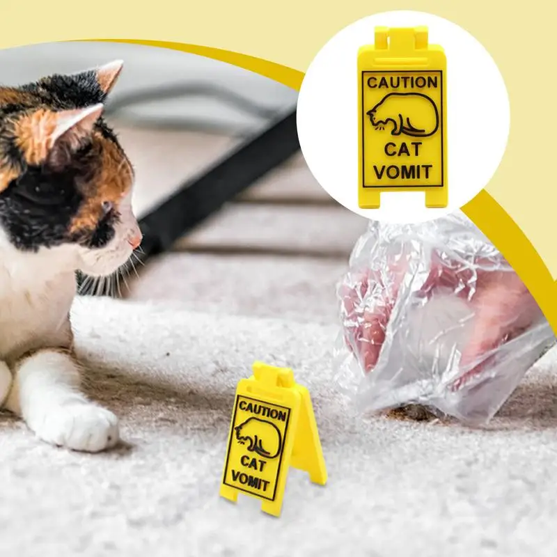 Cat Vomit Wet Floor Sign Cat Warning Sign Decoration 3D Printing Novelty Interesting Humorous Cat Decor For Cat Lovers And Cat