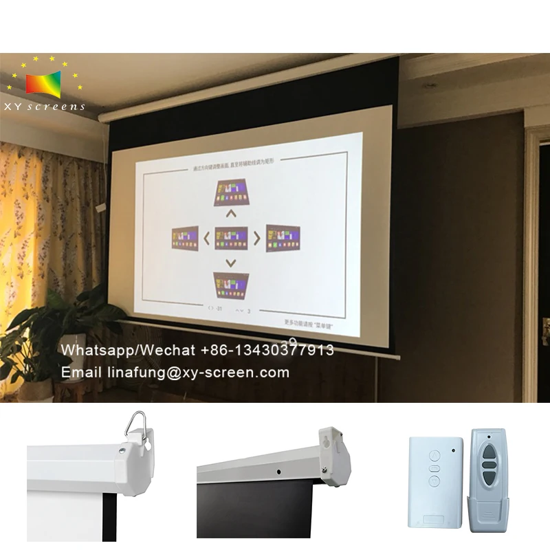 OEM/ODM 60-150inch Classic entry level Electric Drop Down Movie Screen Cheap HD pull down Projector Screen