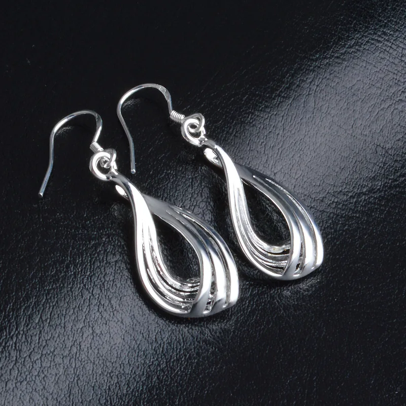 Hot Fine 925 Sterling Silver Charms Twist Wavy Line Drop Earrings For Woman Fashion Jewelry Wedding Party Christmas Gifts