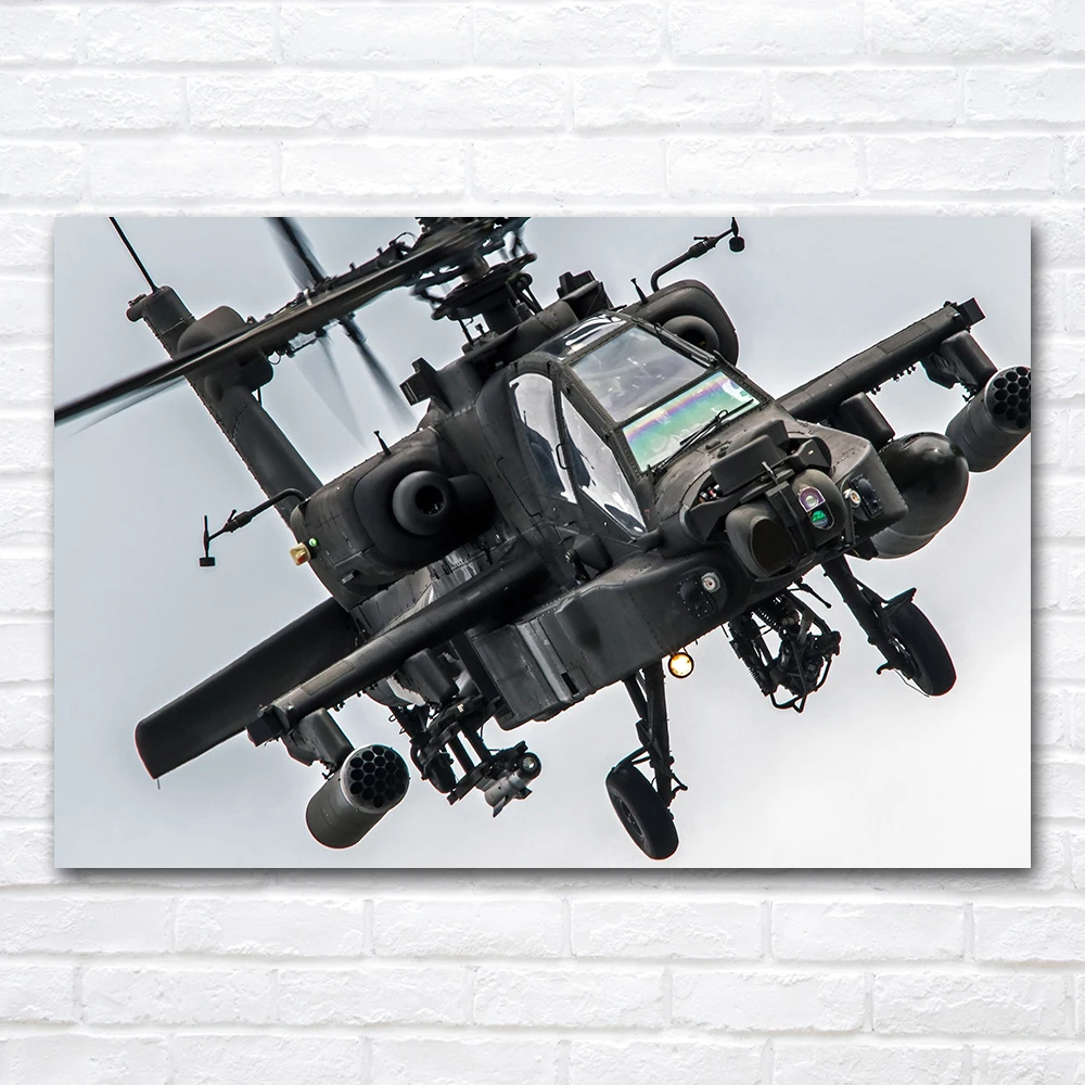 AH-64 Apache Military Attack Helicopter Wall Art Posters & Print Picture Canvas Painting Wallpaper for Living Room Home Decor