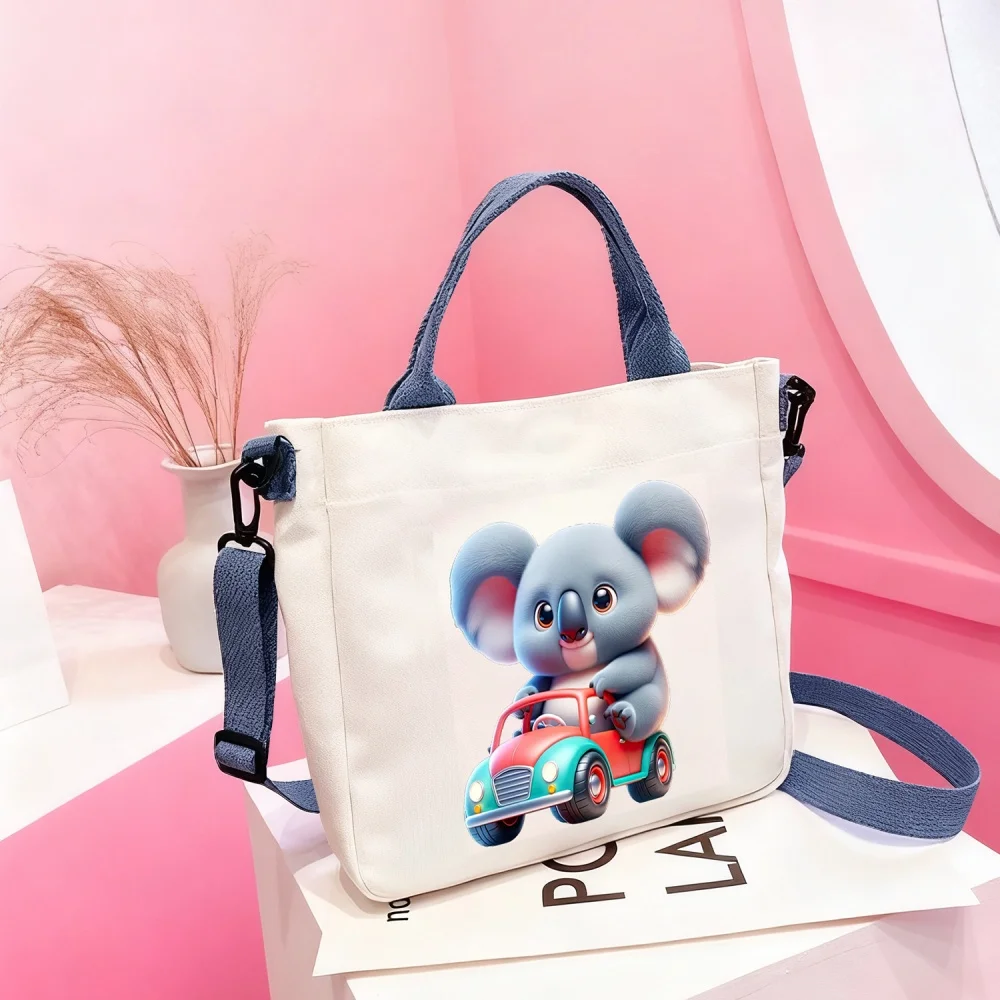 Koala-patterned handbags and crossbody bags, ideal for travel storage and makeup organization.