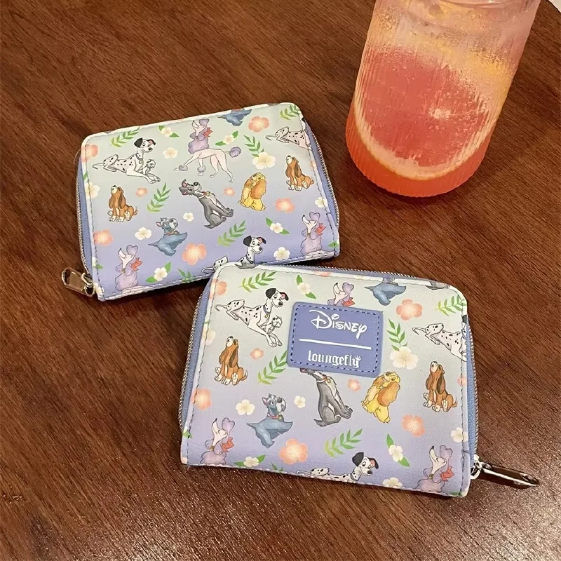 Hot Disney Loungefly Mini Wallet Cute Printed Dalmatian Dog Short Purse Coin Purse Multi Function Card Bag Girls Christmas Gifts