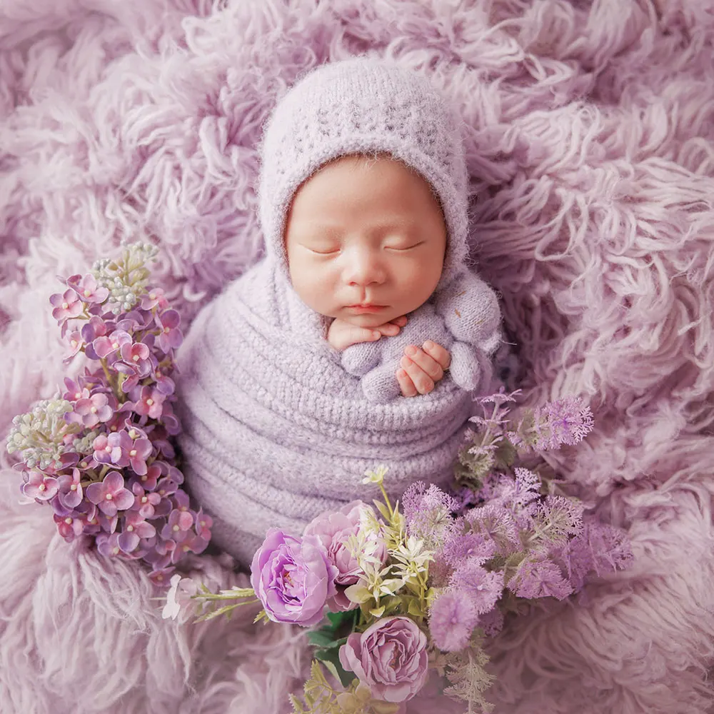 

Реквизит для фотосъемки новорожденных 0-1 месяцев с подходящей шляпой и головным убором с цветком для маленьких девочек, греческое одеяло из натуральной шерсти для съемки