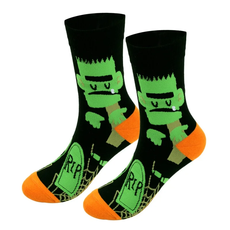 2025 New Halloween Men's Socks for Autumn and Winter Large Sized Funny Pumpkin Mid-calf Long Socks