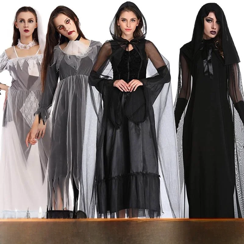 

Костюм невесты-призрака для Хэллоуина, женский традиционный этнический сценический наряд для выступлений