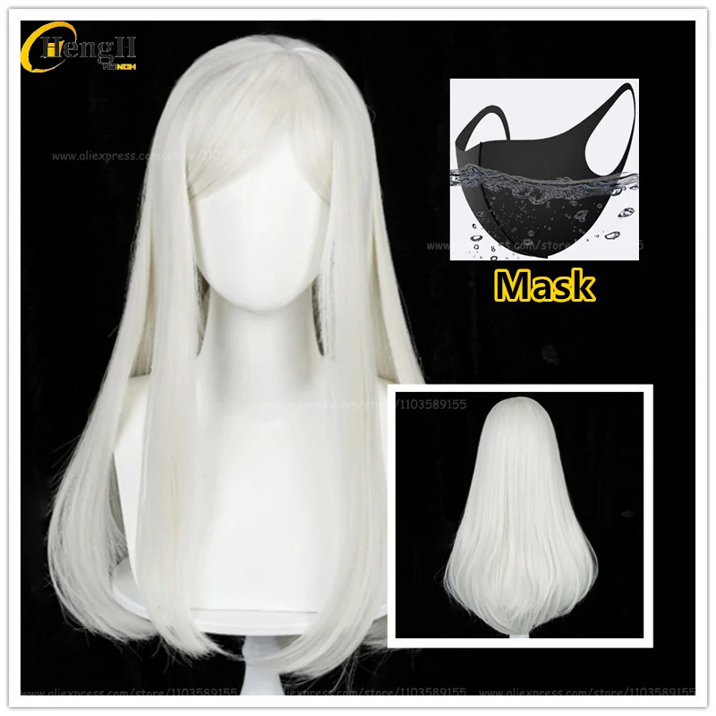 W magazynie Anime Synthetic Sanzu Haruchiyo Long 70cm Milky White Cosplay Wig Heat Resistant Hair Halloween Party Wigs + A Wig Cap