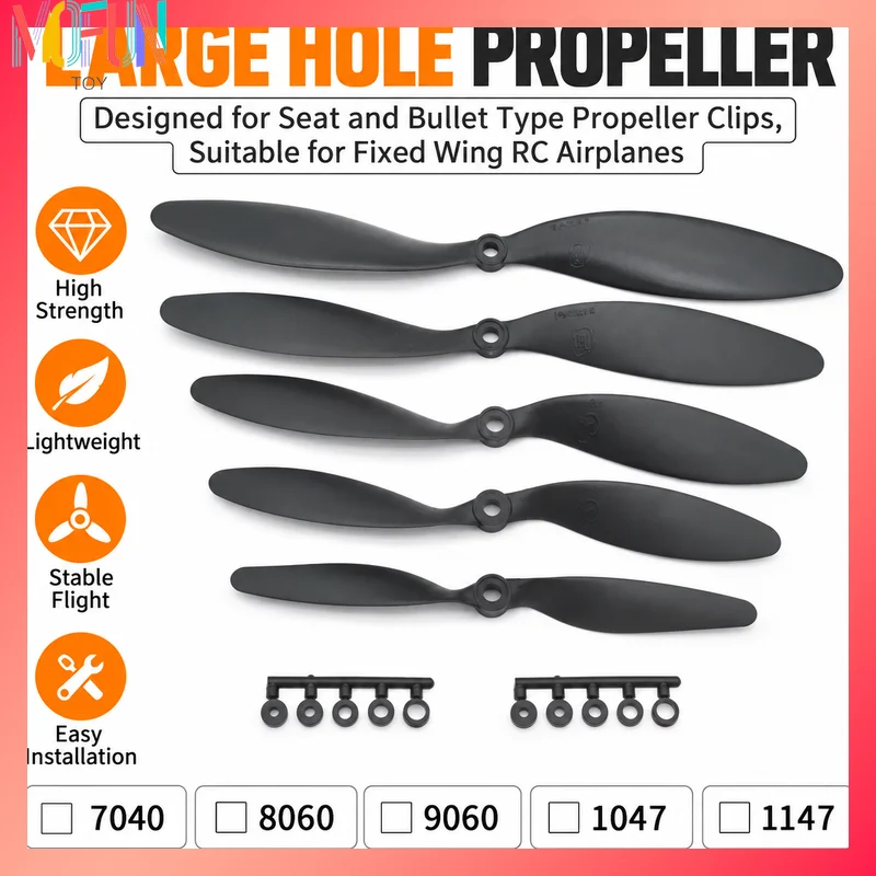2pcs Fixed Wing Propeller Set Large Hole Design For Remote Control Toys Efficient Slow Speed 7040 8060 9060 1047 1147 Blade