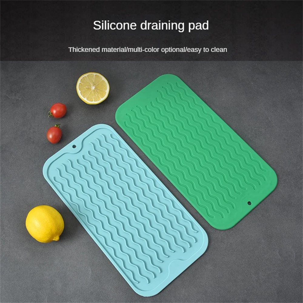 Silicone Dish Drying Mat 15 x 29.5cm Large Drying Mat Non-slip Heat Resistance Waterproof Counter top Mat Sink Mat Table Decor