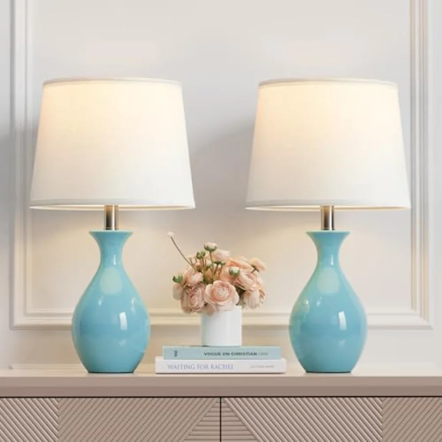 

Table Lamp Set of 2, Modern Ceramic Bedside Lamps for Night Stands, Classic Small Lamp Nightstand Lamp for Bedroom Living Room