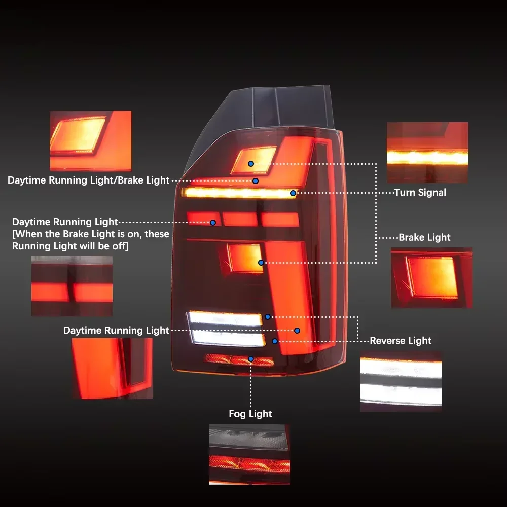 Upgrade Full LED Rear Lamp Rear Light for VW Transporter T6 Caravelle Multivan 2015-2019 Taillight Tail Light Accessories