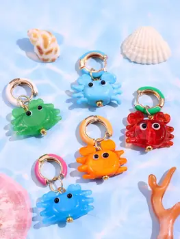 Huanzhi ต่างหูจี้รูปสัตว์ทะเลเคลือบกระจกสีสันสดใสสำหรับผู้หญิง1ชิ้นเครื่องประดับแบบทำมือสำหรับที่สร้างสรรค์ทำด้วยมือฤดูร้อน