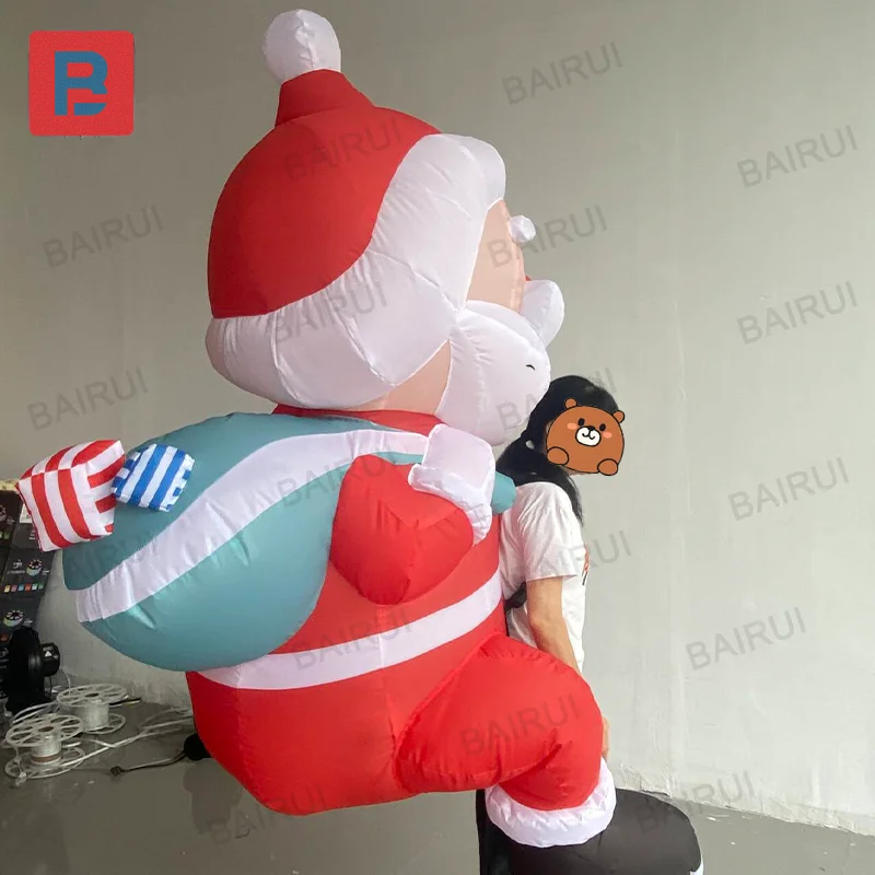 Walking move inflatable santa claus backpack old man christmas festive decoration new year parade cartoon man