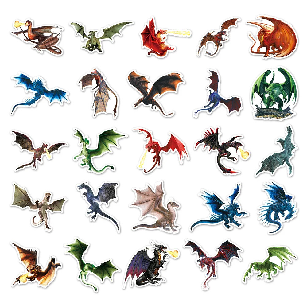 Evil Dragon Stickers for Scrapbook, Stationery, Laptop Craft Supplies, Cartoon Sticker, Vintage Scrapbooking Material, 50Pcs