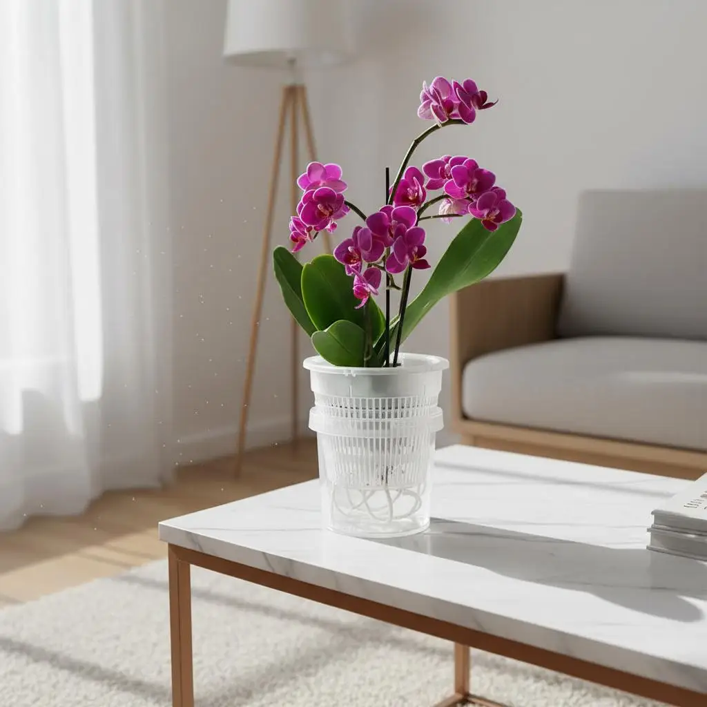 Self Watering Flower Pot Transparent Automatic Water Absorption Planter With Cotton Rope For Orchid Plants Indoor Garden Decor