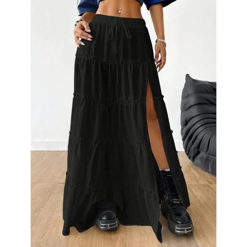 

Casual Simple Layered Split Skirt for Women Seven Sve Autumn Season Faion Sportswear Set Cross-Border New Sle