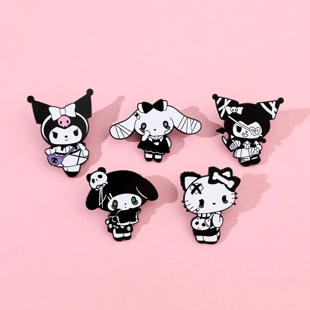 

5pcs Sanrio Anime Peripheral Cartoon Originality Hello Kitty Cute Metal Badge Outfit Backpack Accessory Brooch Festivals Gift