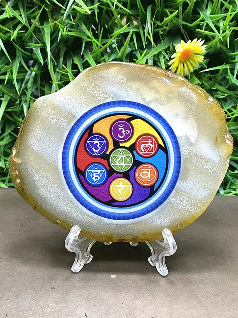 Quartz crystal agate sheet printing - Home decoration - Decorative piece - Gift for others - Comes with a stand