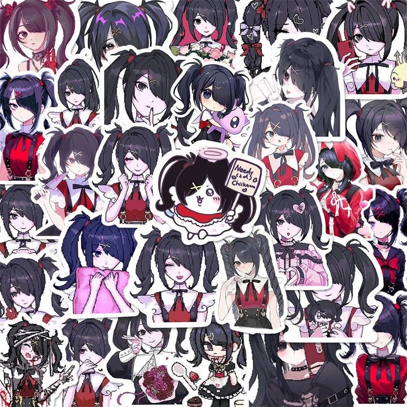 48pcs NEEDY GIRL OVERDOSE Anime Stickers Rain KAnge Student Message Collection Kids Friends Gift Waterproof Diy Hand Account