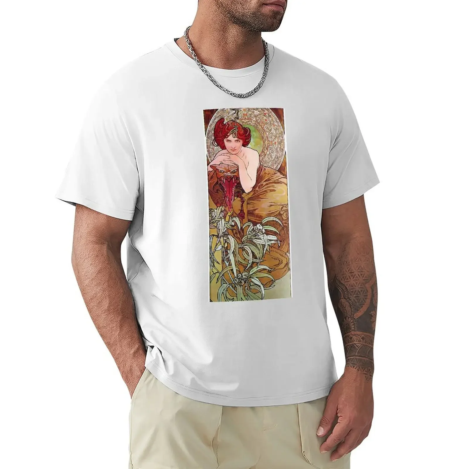 Emerald - Alphonse Mucha  1900 TShirt quickdrying Blouse for a boy customizeds mens  t shirts