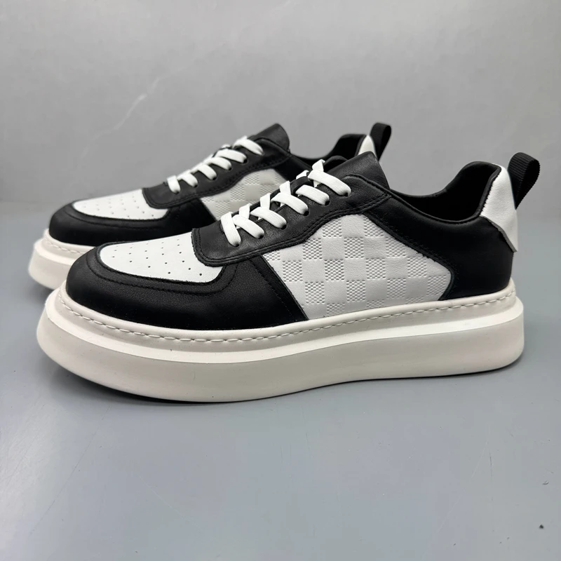 

Casual Men's oes Leather Upaded Version Summer Trendy Thi Bot Lightweight Slip-On round Toe Rubber Outsole oes