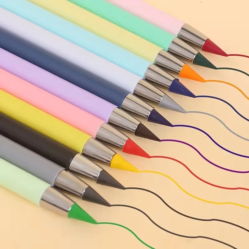 12 adet sonsuzluk kalemleri keskinleştirmeyen öğrenciler çizim kroki sanat okulu kırtasiye malzemeleri sonsuzluk kalemleri renkli kalem seti