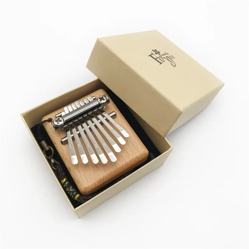 8 Key Mini Square Kalimba Thumb Piano Pendent Portable Musical Instrument Cute Good Sound Finger Percussion Gift For Children