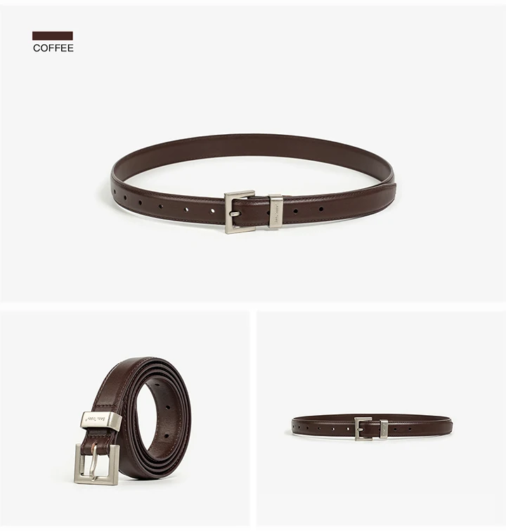 BEAUTODAY Casual Belts Women Cow Split Solid Color Square Buckle Ladies Modern Style Jeans Dress Accessories Waistband 91099