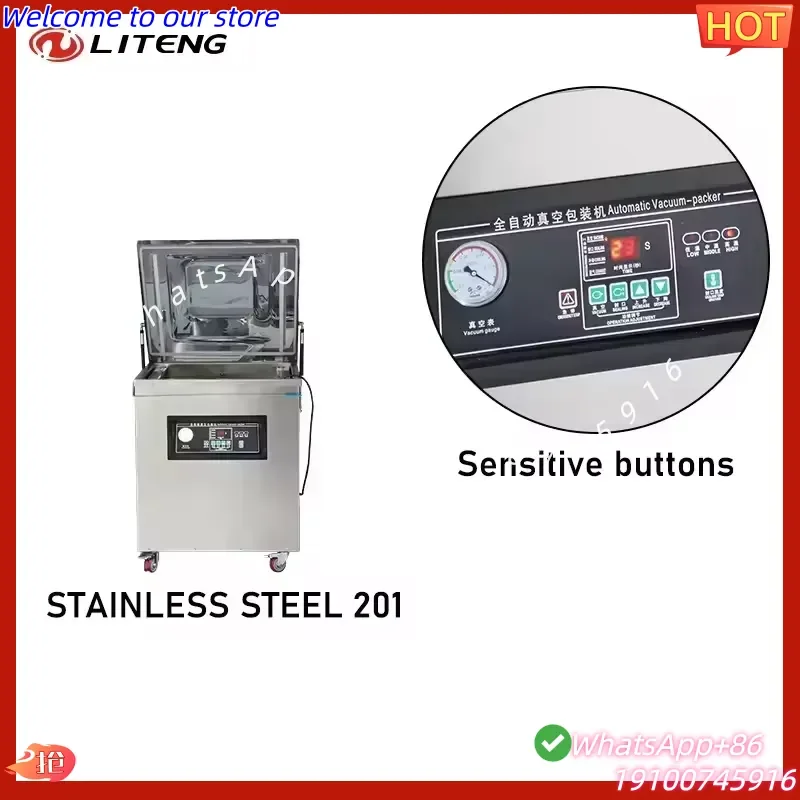 2026Hot DZ-600/2E Industrial Electric Automatic 600mm Single Chamber Vacuum Sealer Dual Seal Bars for Food Commercial Cans