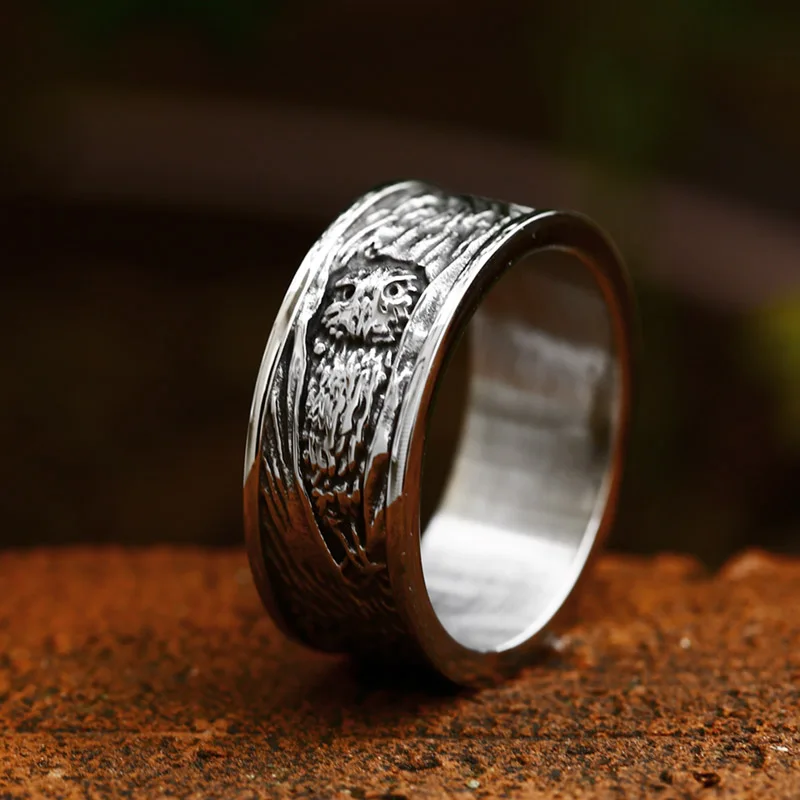 Beier Stainless Steel Geometric Solid Fashion Ring Dragon pattern Mens/Women Polishing Viking Jewelry  BR8-712