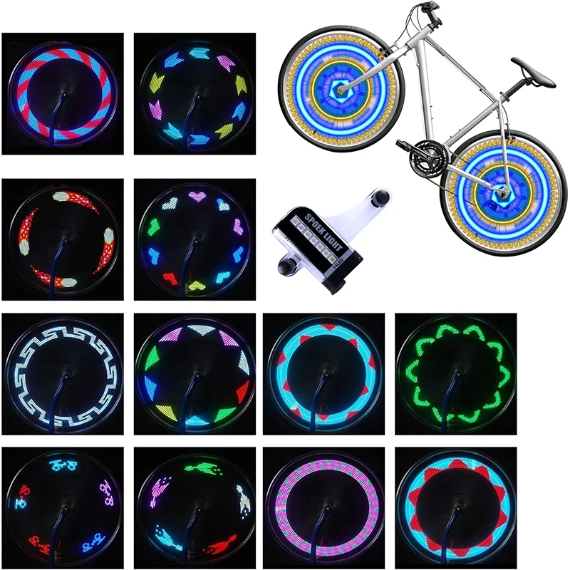 

LED Waterproof Bicycle Spoke Lights 14pcs RGB 30 Patterns Auto ON/OFF for Kids MTB Fixed Gear Colorful Wind Fire Wheels