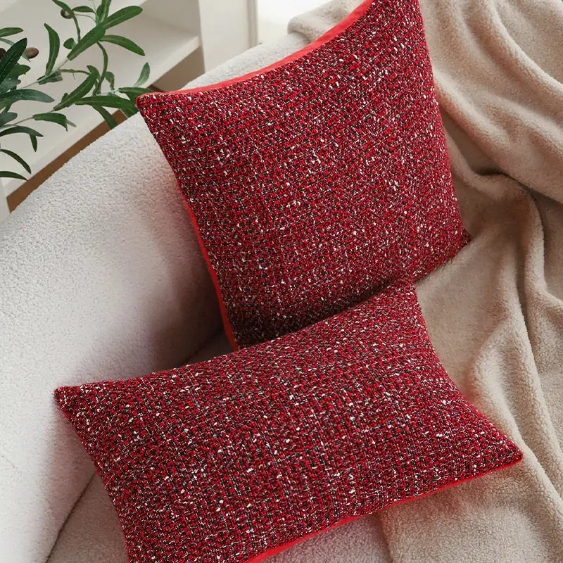 New Minimalist Red Christmas Throw Pillow Cushion for Living Room Sofa Festive Home Decor Lumbar Support