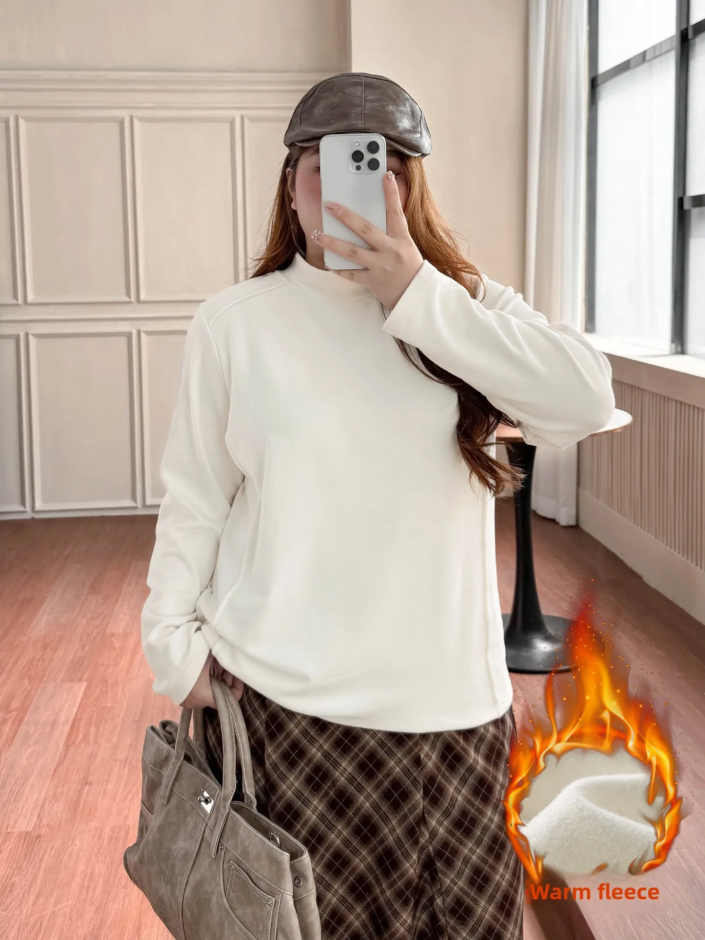 

Женская термокофта больших размеров с высоким воротником, двусторонняя, из флиса, утягивающая, с длинным рукавом, базовая, повседневная, L