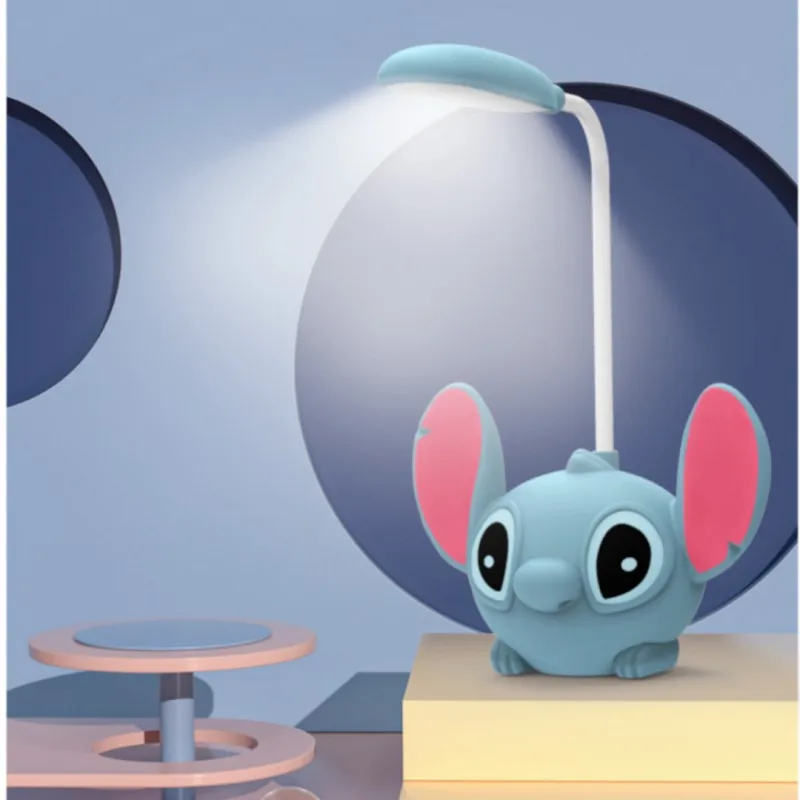 New Disney Stitch LED Table Lamp Cartoon Anime Character Accessories Eye Protection Bedside Night Light with Pencil Sharpener