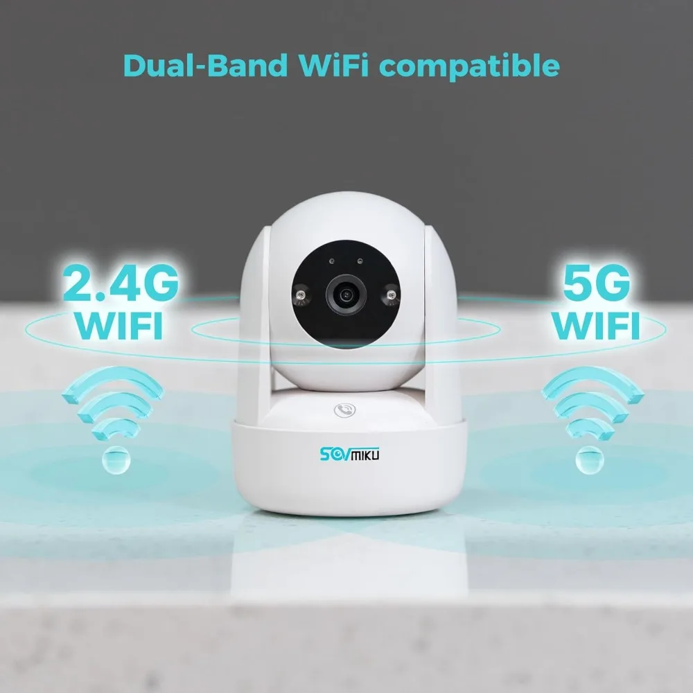 Камера видеонаблюдения 2k AI для дома, Wi-Fi 5 ГГц, комнатная камера для домашних животных, радионяня, 360° °   камера с поворотом/наклоном, двустороннее аудио