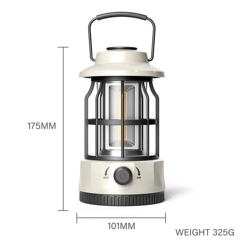 Rechargeable Camping Lantern Retro Stepless Dimming COB Portable Waterproof Tent Light Emergency for Home Hiking Climbing Yard