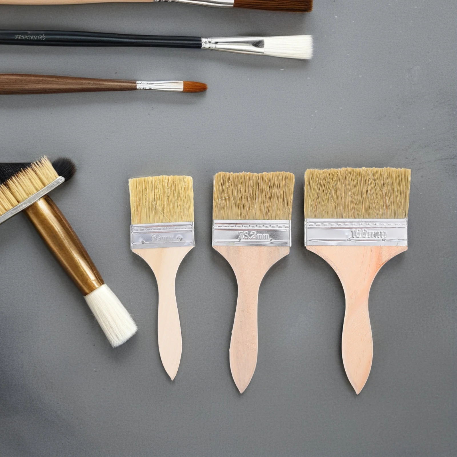 

3pcs Wood Handle Paint Brushes for Furniture Household Oil Deck Fence Painting Decorating Edging Canvas