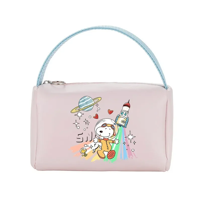 Snoopy Waterproof Cosmetic Bag with Handle PU Candy Colors Travel Makeup Bags Portable Make Up Pouch Toiletry Storage Organizer