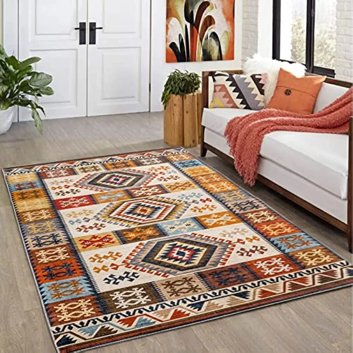 Moroccan Tribal Boho Vintage Carpet for Living Room Home Decoration Non-slip Sofa Coffee Table Mat Bedroom Carpets