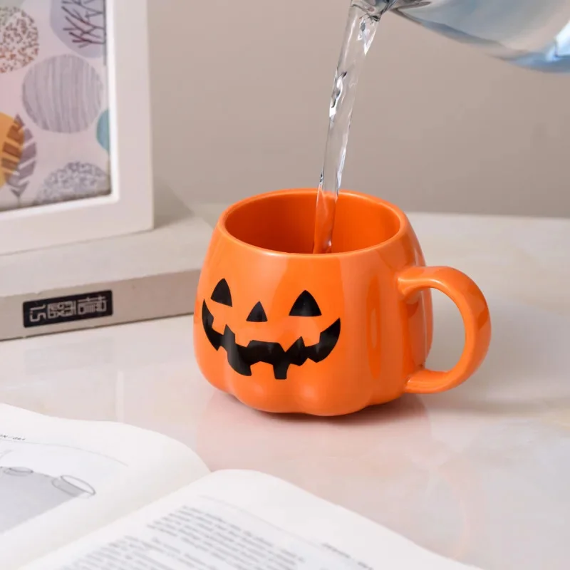 

Pumpkin Ceramic Cup Pumpkin Cup Retro Cartoon Couple Cup Ceramic Drinking Cup Holiday Mug Halloween Pumpkin Shape Coffee Mug