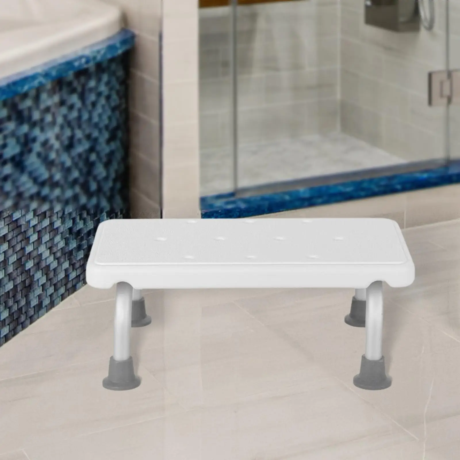 Shower Chair Foot Rest Aluminum Alloy with Anti Slip Rubber Tips Daily Mobility Aids Bath Stool for Elderly Senior Bedroom - view 5
