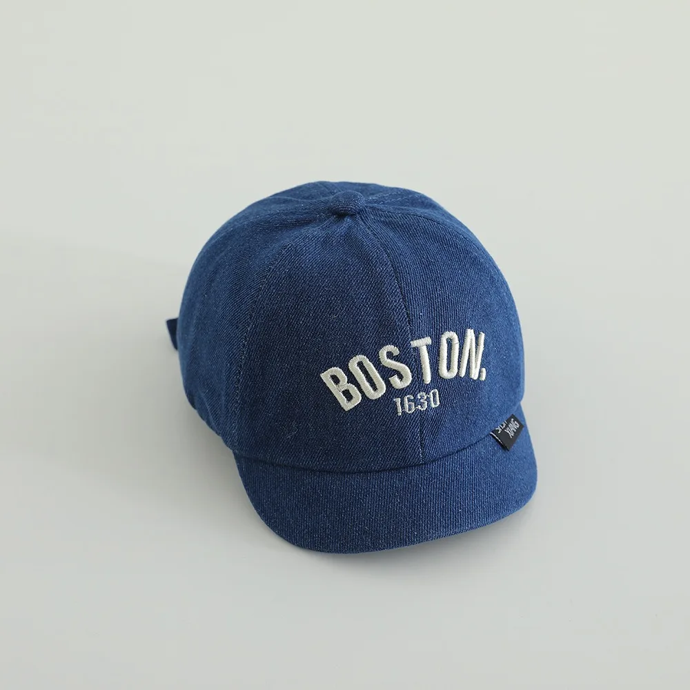 

Fashion Blue Denim Cap Short Brim Hip Hop Letter Baseball Cap Dome 1-3Y Baby Visor Hat Boys Girls