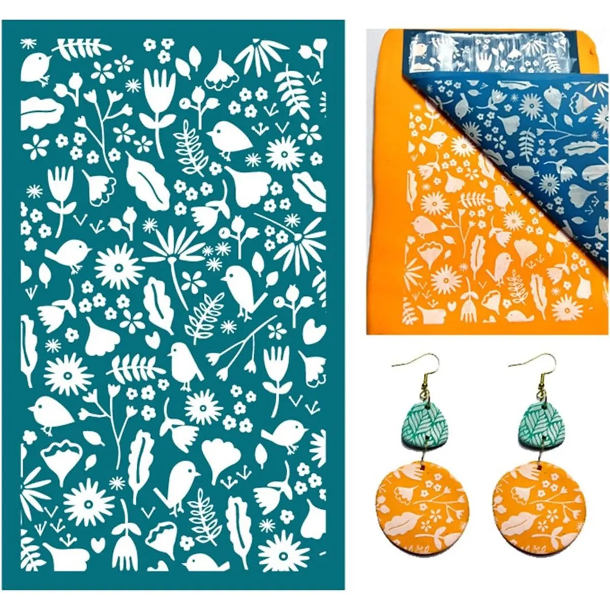Reusable Valentines Day Silk Screen Transfers Heart Flowers Earrings Stencils for T-Shirt Valentines Day Mesh Transfers