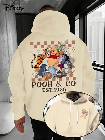 Disney Hoodie - Men's Winnie The Pooh Cartoon Pattern Hoodie Loose Hoodie Sweater Autumn/Winter Warm and Comfortable Hoodie