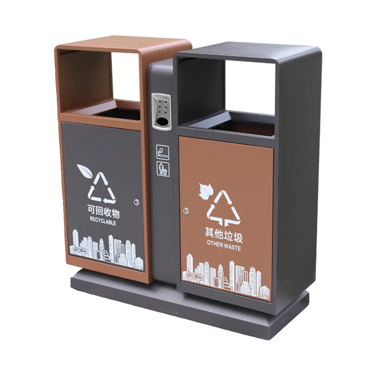 Outdoor trash can Stainless steel municipal sanitation scenic park property leather box Outdoor sanitation classification trash