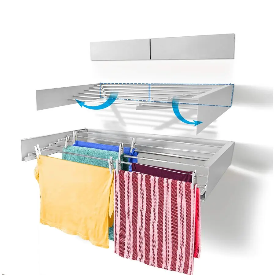 

Laundry Drying Rack, Wall Mounted, Retractable Clothes Drying Rack, 60lbs Capacity, 20 Linear Ft, with Wall Template and Long Sc