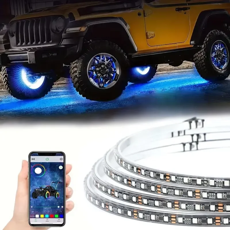【CHIMU HOME】 Custom Wheel Rim Lights Chasing RGB RGBW Pure White Single Row 5 10 12 Row 15.5 17 Inch Car Wheel LED Ring Light