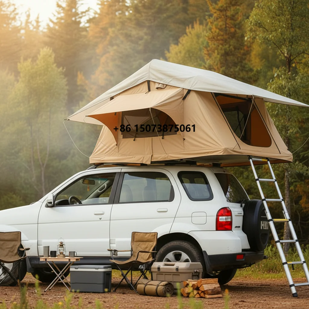 Outdoor Camping Car Roof Hard Shell Waterproof Windproof Double Layer Four-Season Oxford Fabric Quick Opening Rooftop Tent