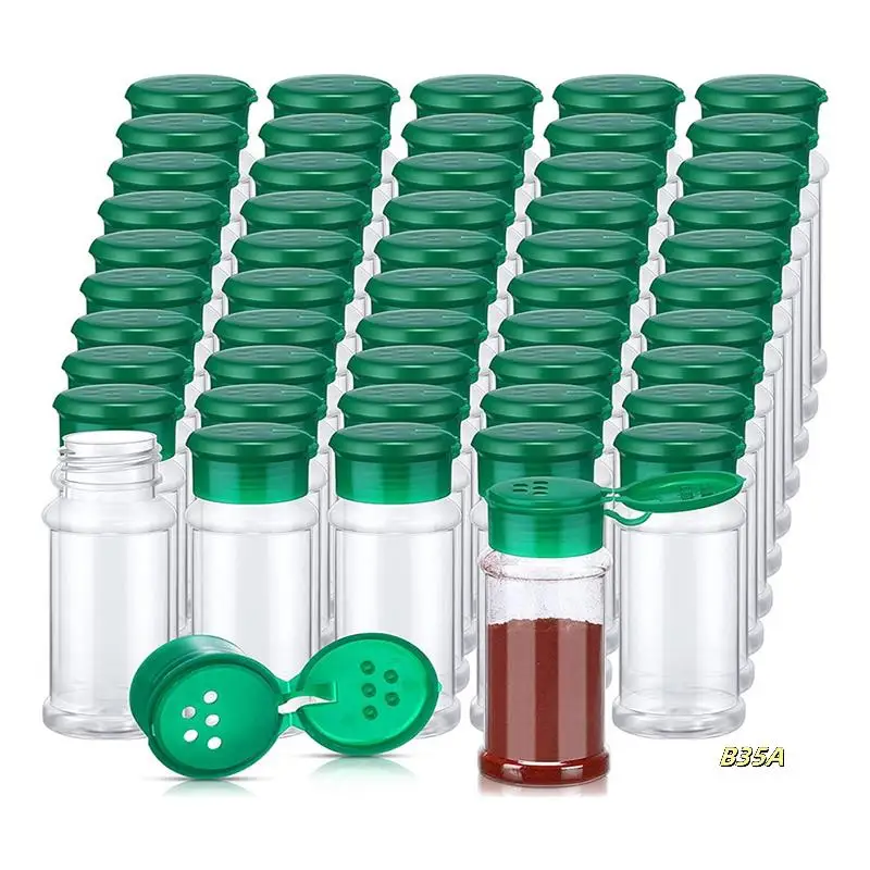 

50Pcs Plastic Spice Jars With Shaker Lids Spice Containers Plastic Spice Bottles Seasoning Shaker Jars 3.3Oz/100Ml