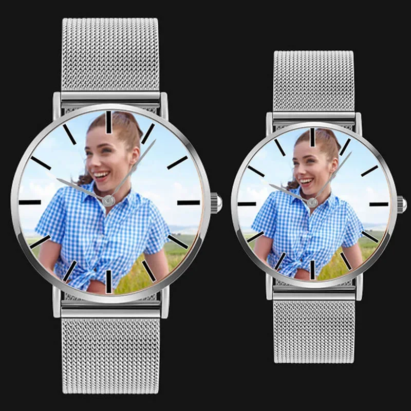 A4Highly-Montre Personnalisée avec Bracelet en Acier Inoxydable pour Homme, Or, Argent, Noir, Photo DIY, Valide Ens, Amoureux, Cadeau Photo Personnalisé, Livraison Directe