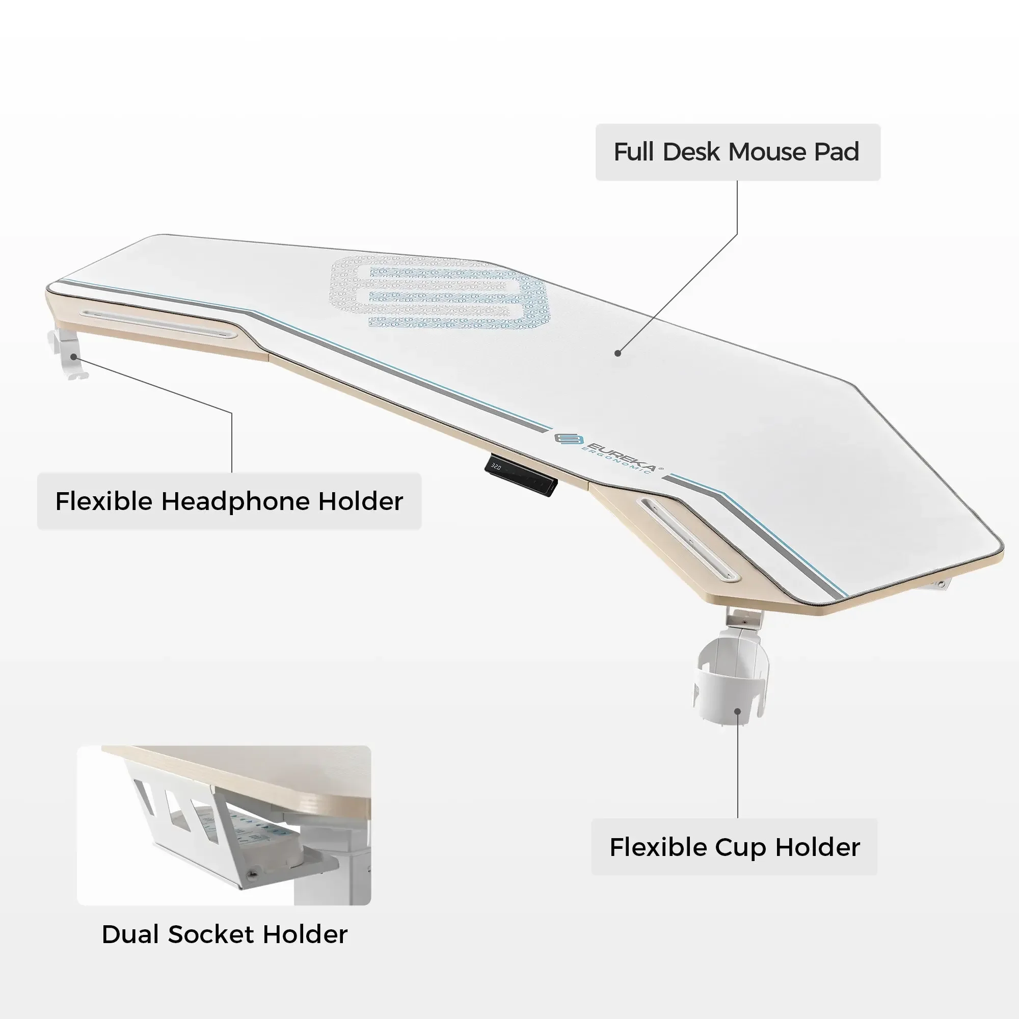 ！@Combohome  Computer Gamer Desk with Monitor Stand, Ergonomic MDF Surface Gaming Table with Mouse Pad for Home Office